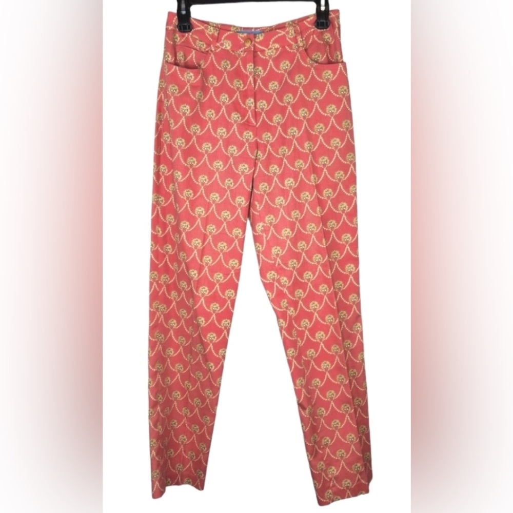 J. McLaughlin Coral Lion and Chain Print Ankle Pants•Size 6